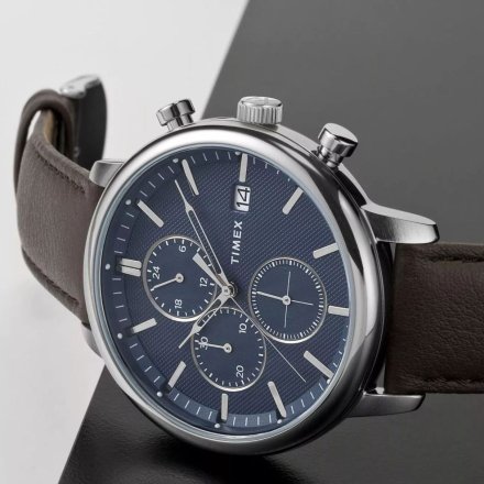 Timex City Chicago TW2W76200 męski zegarek z brązowym paskiem chronograf