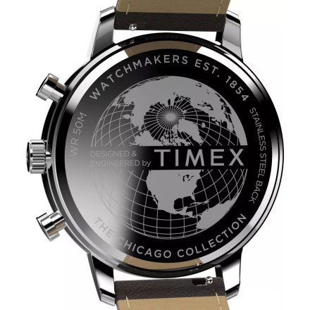 Timex City Chicago TW2W76200 męski zegarek z brązowym paskiem chronograf