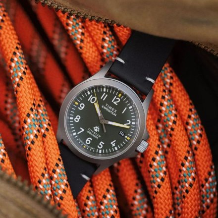 Timex Expedition TW2W78100 zegarek męski tytanowy z zieloną tarczą