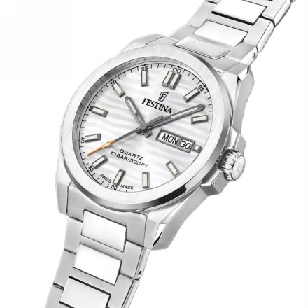 Festina Swiss Made 20073/1 Zegarek Męski ze srebrną tarczą na bransolecie