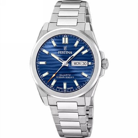 Festina Swiss Made 20073/3 Zegarek Męski z niebieską tarczą na bransolecie
