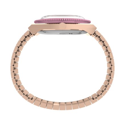 Timex Q Peanuts TW2W83800 różowozłoty zegarek damski z rozciąganą bransoletką