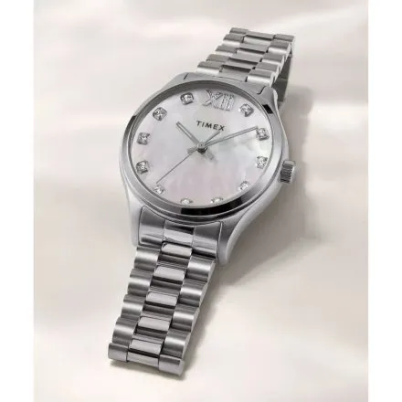 Timex Legacy TW2W85300 srebrny zegarek damski z perłową tarczą