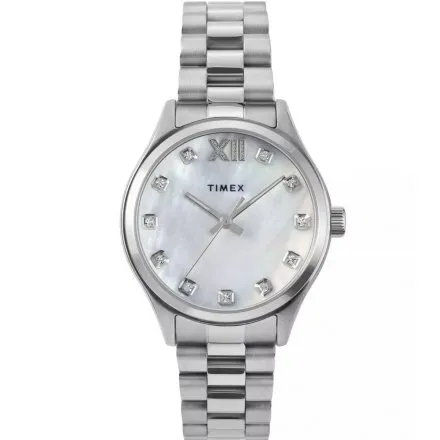 Timex Legacy TW2W85300 srebrny zegarek damski z perłową tarczą