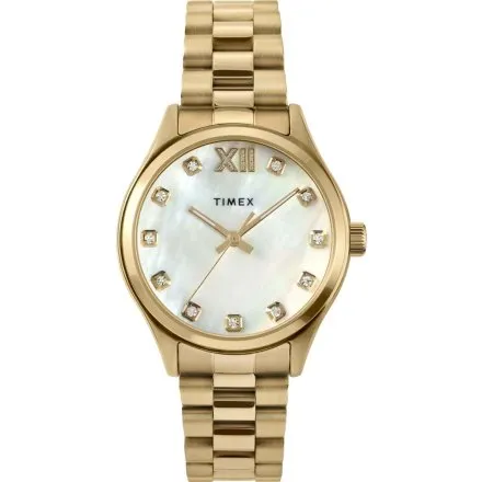 Timex Legacy TW2W85400 złoty zegarek damski z perłową tarczą