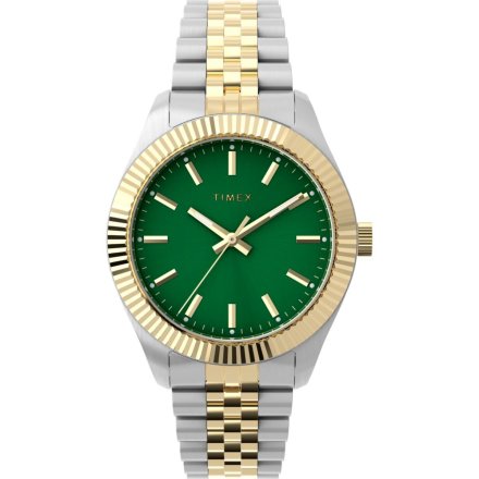 Timex Legacy TW2W87400 złoto-srebrny zegarek damski z zieloną tarczą