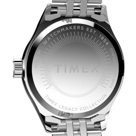 Timex Legacy Mini TW2W90700 srebrny zegarek damski z błękitną tarczą
