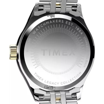 Timex Legacy Mini TW2W90900 srebrno-złoty zegarek damski ze złotą tarczą