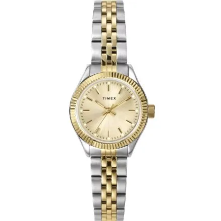 Timex Legacy Mini TW2W90900 srebrno-złoty zegarek damski ze złotą tarczą