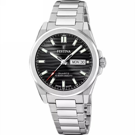 Festina Swiss Made 20073/5 Zegarek Męski z czarną tarczą na bransolecie