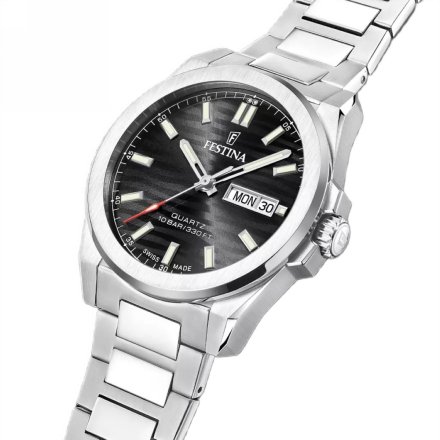Festina Swiss Made 20073/5 Zegarek Męski z czarną tarczą na bransolecie