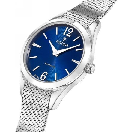 Festina SWISS MADE 20076/3 zegarek damski srebrny z granatową tarczą
