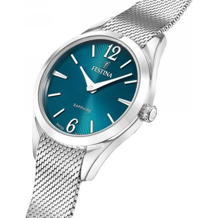 Festina SWISS MADE 20076/4 zegarek damski srebrny z niebieską tarczą