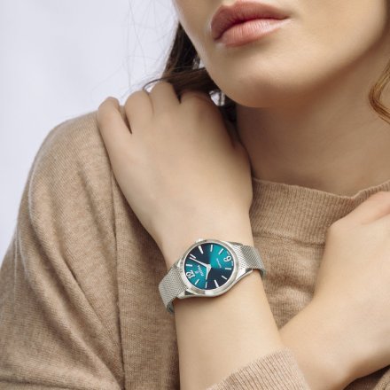 Festina SWISS MADE 20076/4 zegarek damski srebrny z niebieską tarczą