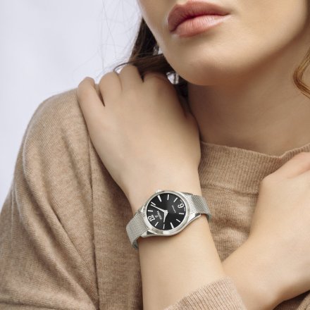Festina SWISS MADE 20076/5 zegarek damski srebrny z czarną tarczą