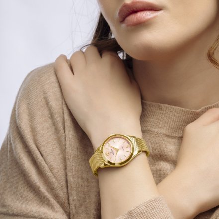 Festina SWISS MADE 20077/2 zegarek damski złoty z różową tarczą