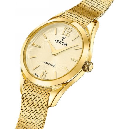 Festina SWISS MADE 20077/3 zegarek damski złoty ze złotą tarczą