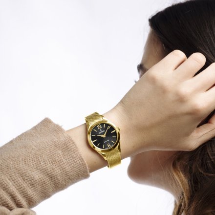 Festina SWISS MADE 20077/5 zegarek damski złoty z czarną tarczą