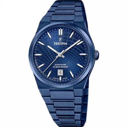 Festina Swiss Made 20078/1 Zegarek Męski z granatową tarczą na bransolecie