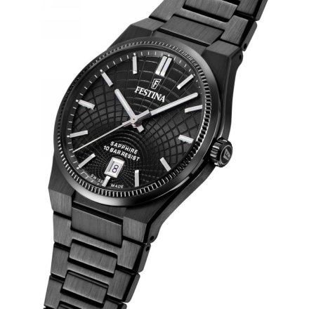 Festina Swiss Made 20080/1 Zegarek Męski z czarną tarczą na bransolecie