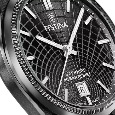 Festina Swiss Made 20080/1 Zegarek Męski z czarną tarczą na bransolecie