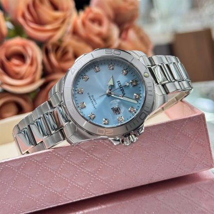 Festina Boyfriend 20503/5 zegarek damski srebrny z niebieską tarczą na bransolecie