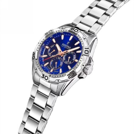 Festina Multifunction 20623/2 Zegarek Męski srebrny z granatową tarczą