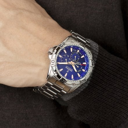 Festina Multifunction 20623/2 Zegarek Męski srebrny z granatową tarczą