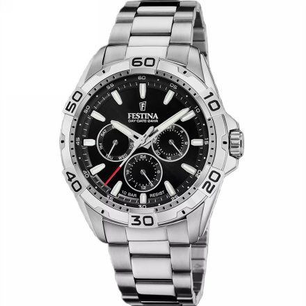 Festina Multifunction 20623/5 Zegarek Męski srebrny z czarną tarczą