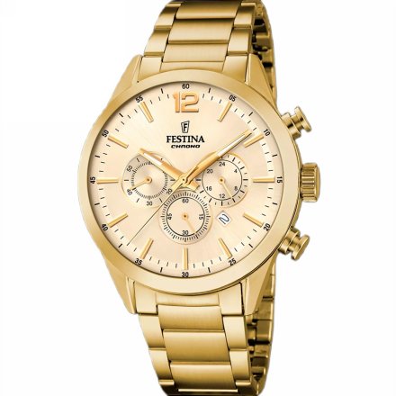 Festina Timeless Chronograph 20633/4 Zegarek Męski złoty ze zlotą tarczą chronograf