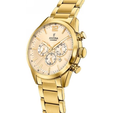 Festina Timeless Chronograph 20633/4 Zegarek Męski złoty ze zlotą tarczą chronograf