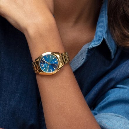 Festina Boyfriend 20640/8 zegarek damski złoty z niebieską tarczą na bransolecie