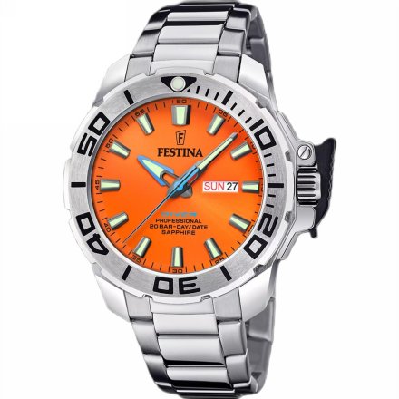 Festina The Originals Diver 20665/5 Zegarek męski z zakręcaną koronką i pomarańczową tarczą 20665/4