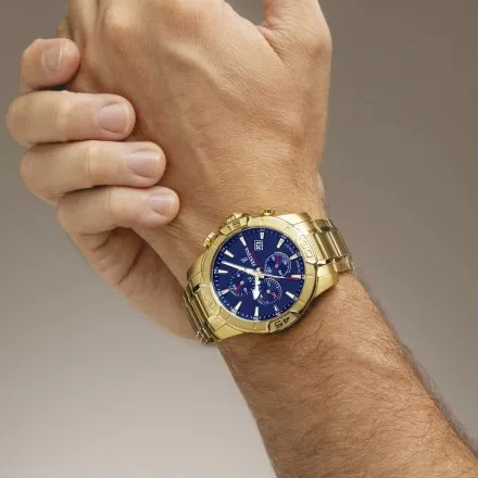 Festina Timeless Chronograph 20705/3 Zegarek Męski złoty z niebieską tarczą chronograf