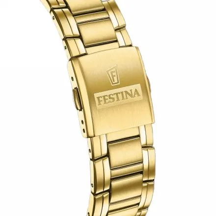 Festina Timeless Chronograph 20705/3 Zegarek Męski złoty z niebieską tarczą chronograf