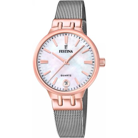 Festina Mademoiselle 20715/1 zegarek damski różowozłoty z perłową tarczą