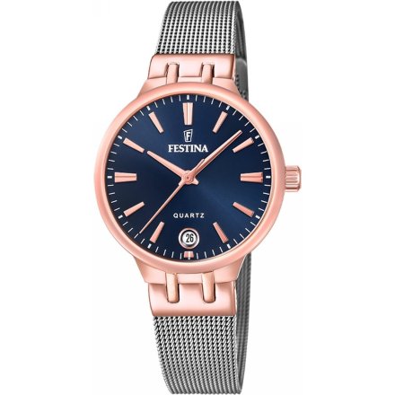 Festina Mademoiselle 20715/3 zegarek damski różowozłoty z granatową tarczą