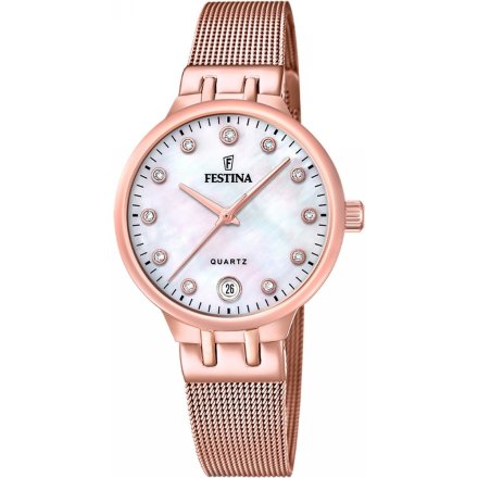 Festina Mademoiselle 20716/1 zegarek damski różowozłoty z perłową tarczą
