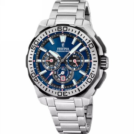 Festina Chrono Bike 20724/2 zegarek męski srebrny z granatową tarczą chronograf