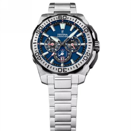 Festina Chrono Bike 20724/2 zegarek męski srebrny z granatową tarczą chronograf