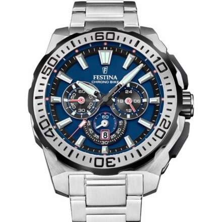 Festina Chrono Bike 20724/2 zegarek męski srebrny z granatową tarczą chronograf