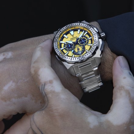 Festina Chrono Bike 20724/4 zegarek męski srebrny z żółtą tarczą chronograf