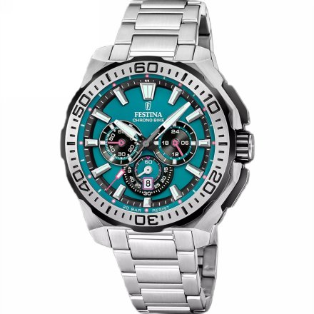 Festina Chrono Bike 20724/6 zegarek męski srebrny z niebieską tarczą chronograf