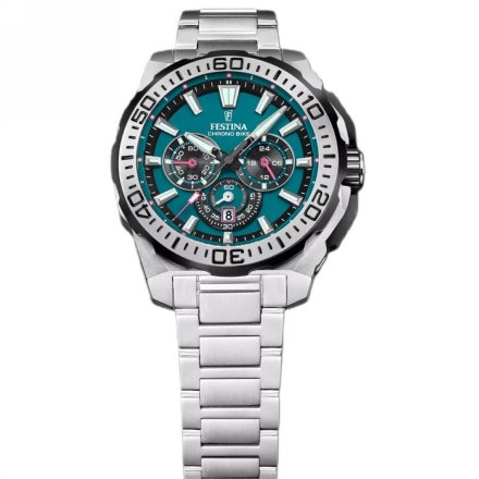 Festina Chrono Bike 20724/6 zegarek męski srebrny z niebieską tarczą chronograf