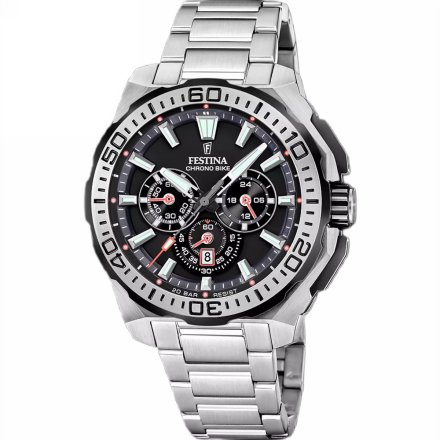 Festina Chrono Bike 20724/7 zegarek męski srebrny z czarną tarczą chronograf