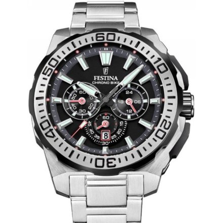 Festina Chrono Bike 20724/7 zegarek męski srebrny z czarną tarczą chronograf