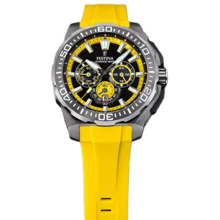 Festina Chrono Bike 20725/1 zegarek męski grafitowy z żółtym paskiem chronograf