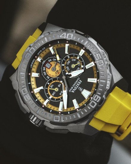 Festina Chrono Bike 20725/1 zegarek męski grafitowy z żółtym paskiem chronograf