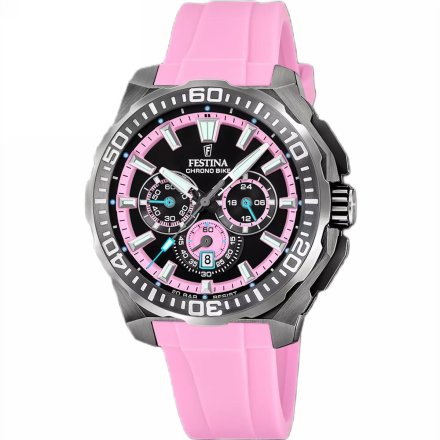 Festina Chrono Bike 20725/2 zegarek męski grafitowy z różowym paskiem chronograf