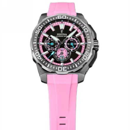 Festina Chrono Bike 20725/2 zegarek męski grafitowy z różowym paskiem chronograf